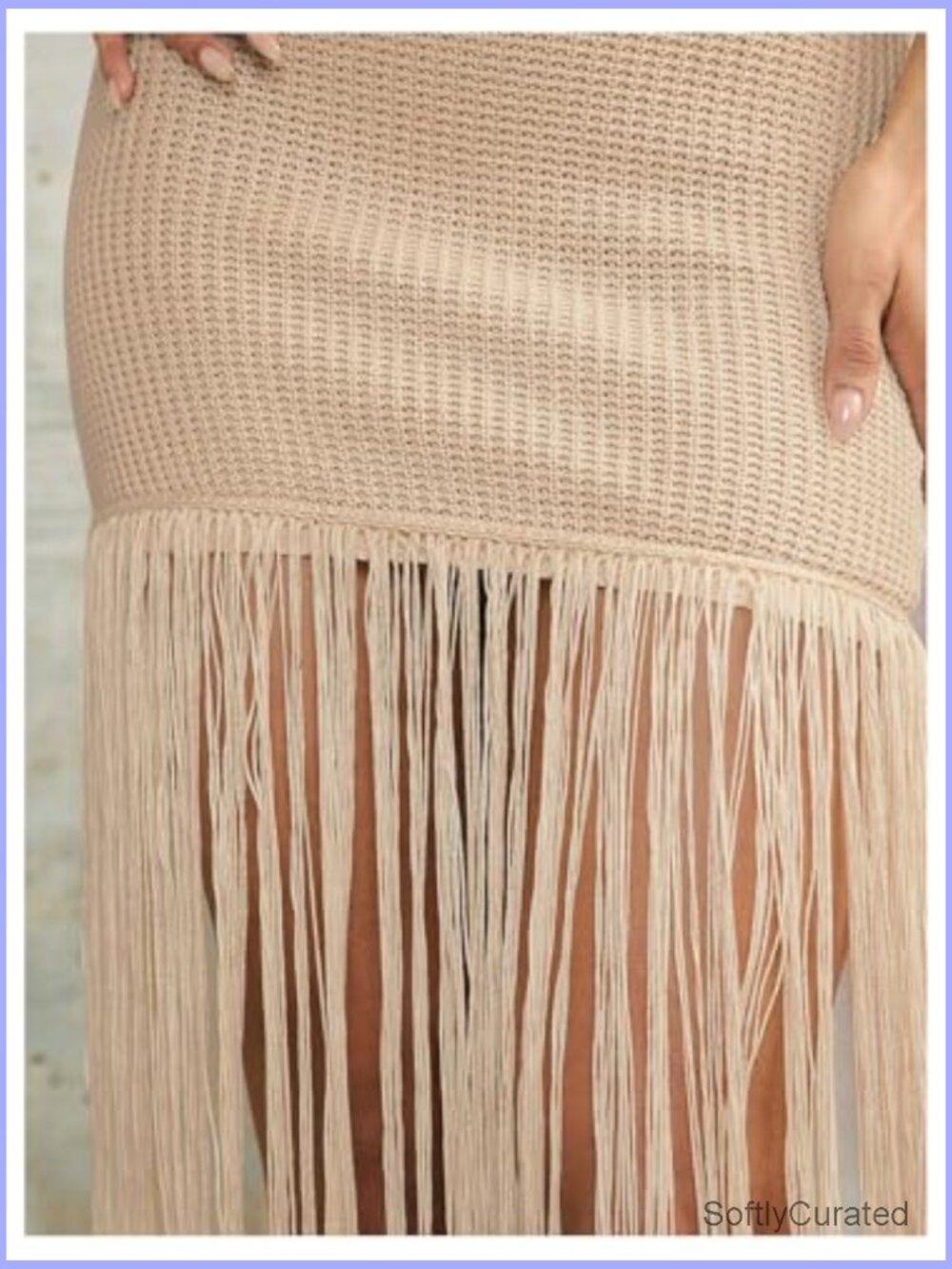 Crochet Strapless Tube Dress Backless Fringe Bodycon Maxi - Picture 4 of 5